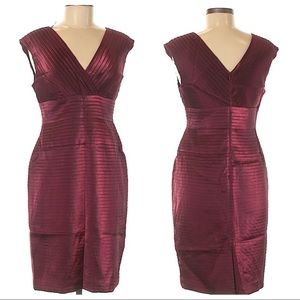 Shimmer Shutter Pleated Vneck Midi Dress